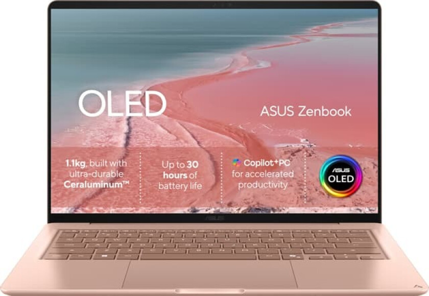 Zenbook 14 Snapdragon X1/8GB/256GB 14" bærbar PC (rosa)
