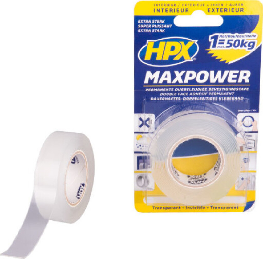 Dobbeltsidig selvklebende tape 19 mm x 2 m