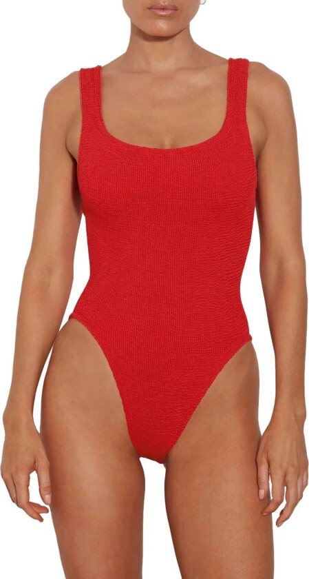 Square Neck Swim Crinkle Badedrakt Rød female