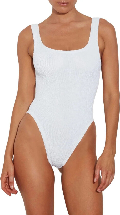 Square Neck Swim Crinkle Badedrakt Hvit female