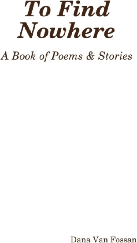 To Find Nowhere av Dana Van Fossan (Paperback)