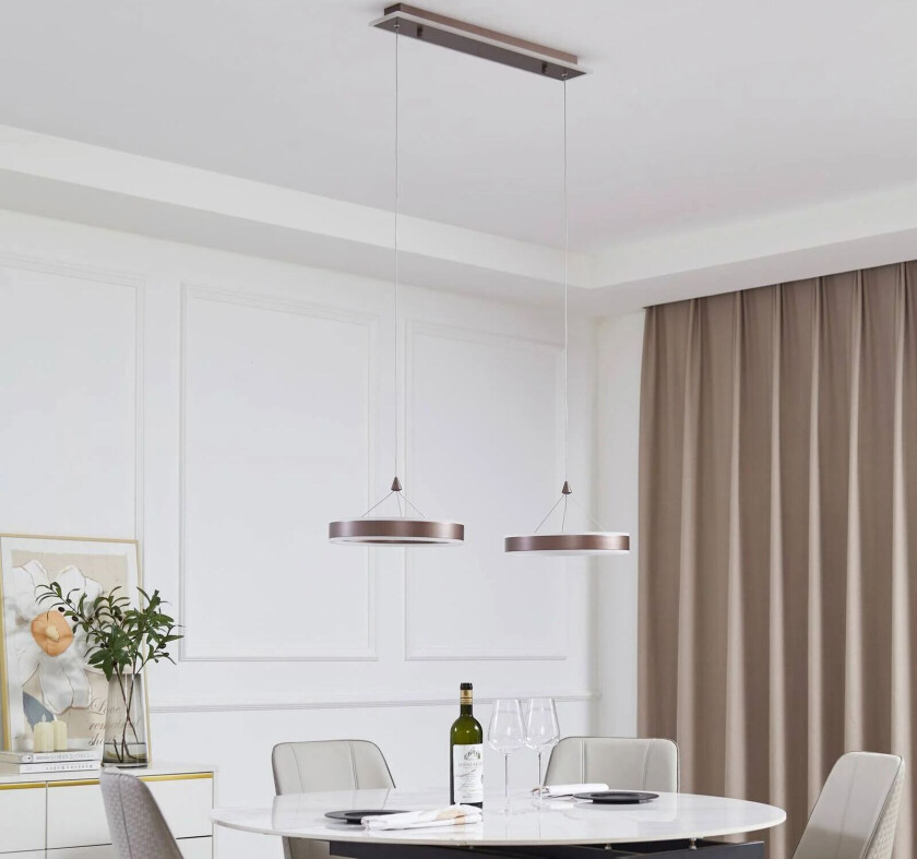 Kolo LED pendellampe, 2 lys, kaffe, dimbar