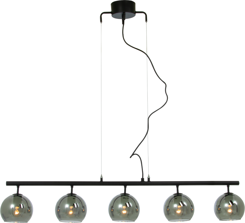 Atom taklampe rett sort/sotet 5 lys