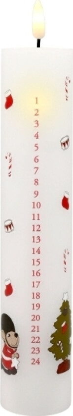 Bilde av Kalenderlys m. LED, H 24.5cm Dia. 5cm Den lille garder