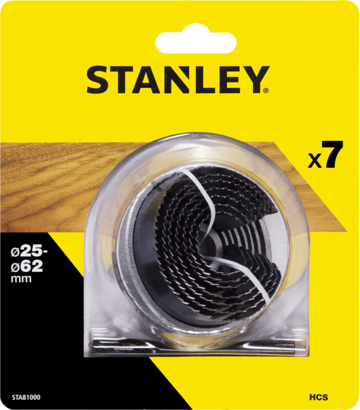 Stanley Hullsager laget av høykarbonstål HCS, dybde 15mm, sett med 7 stk. STA81000