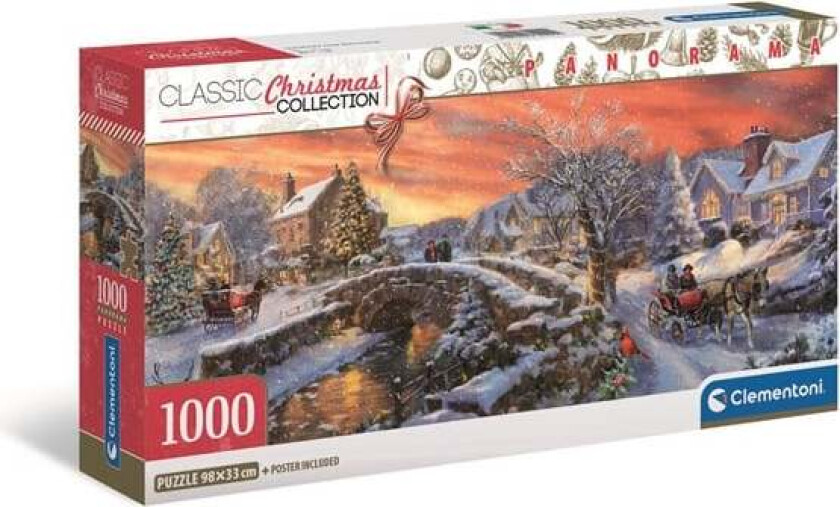 HQC Panorama Jigsaw Puzzle: Christmas over the Bridge 1000 pieces 2D Puslespill