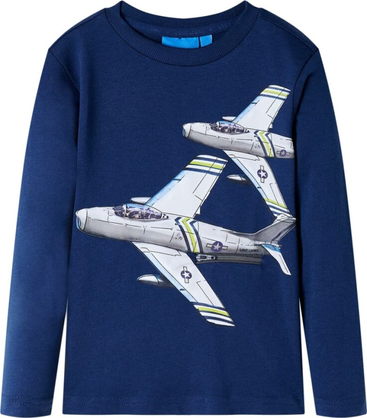 T-skjorte for barn med lange ermer marineblå 92