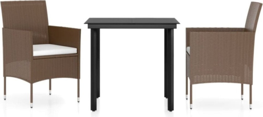 Utendørs spisestue med puter 3 deler brun og svart