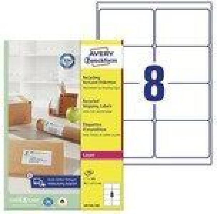 QuickPEEL Recycled Labels - Permanet adhesiv - naturlig hvitt - 67.7 x 99.1 mm 800 etikett(er) (100 ark x 8) adresselapper