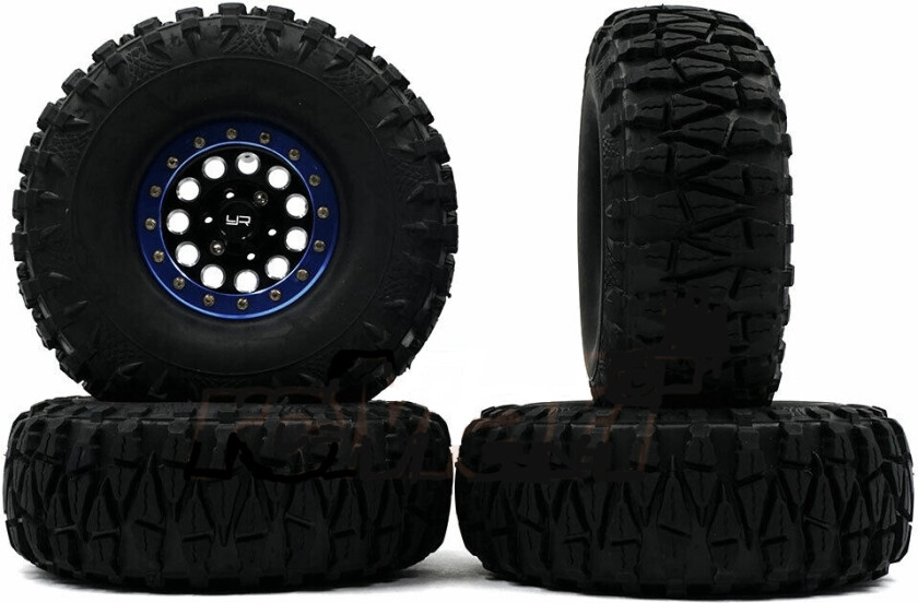 Bilde av Yeah Racing 1.9 Alu CNC Beadlock Wheels Set Blue
