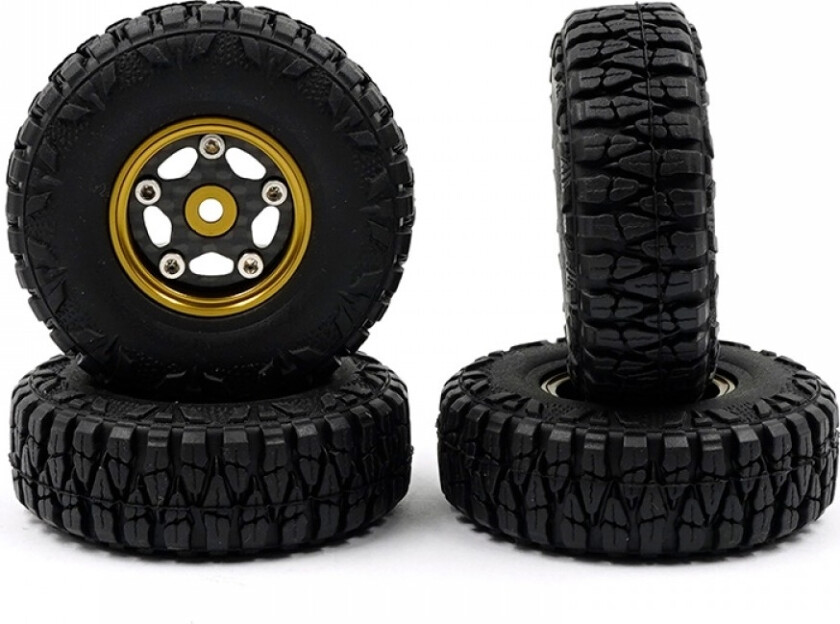 Bilde av Yeah Racing CNC Beadlock Wheel Set Gold SCX24