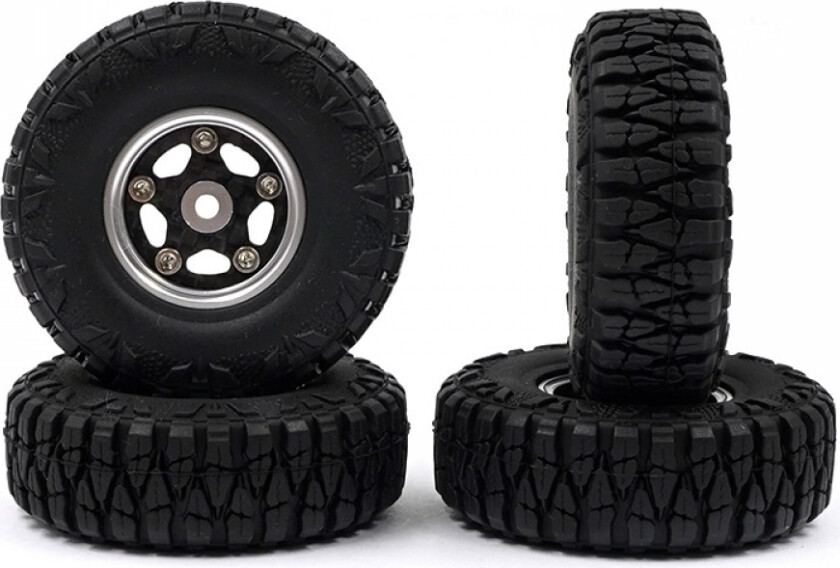 Bilde av Yeah Racing CNC Beadlock Wheel Set Silver SCX24