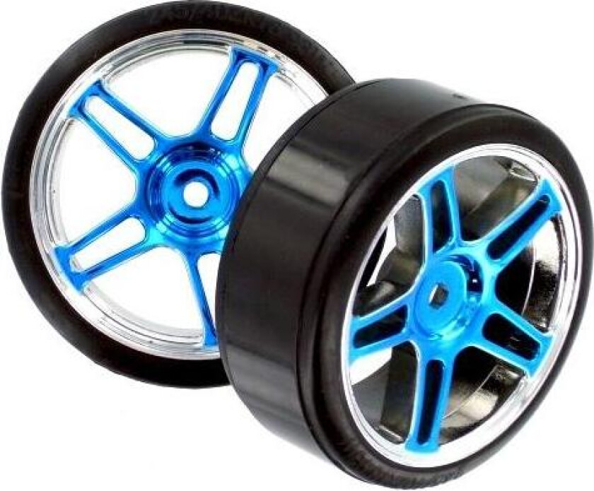 Bilde av HSP Drift Tyres w. Chrome Wheels - Blue 2pcs