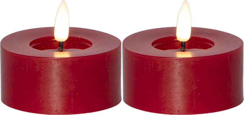 Flamme Flow LED-telys 2-pakning 7 cm - rød