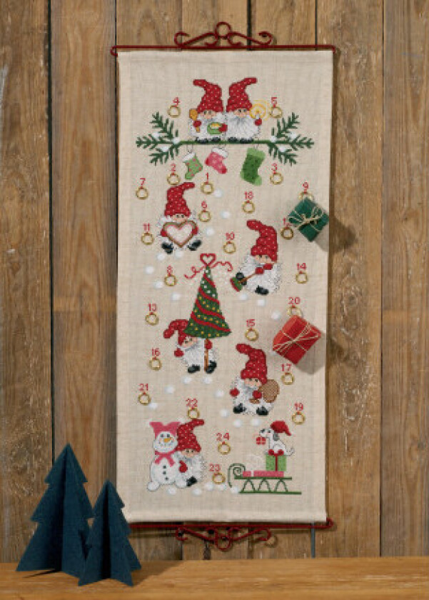 Broderisett Aida Julekalender Julemoro 32x71cm