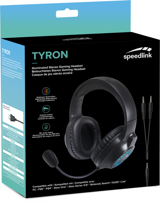 - TYRON RGB Gaming Stereo Headset - for PC/PS5/PS4/Xbox Series X/S/Switch/OLED/Lite , black