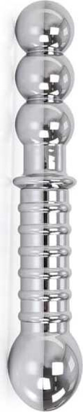 Ribbed Double-ended Steel Dildo 19cm