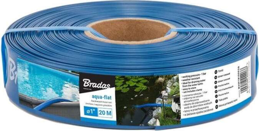 BRADAS Flatslange AQUA - FLAT PE / EVA i sett med slangeklemme WP1 - 2"- 10m