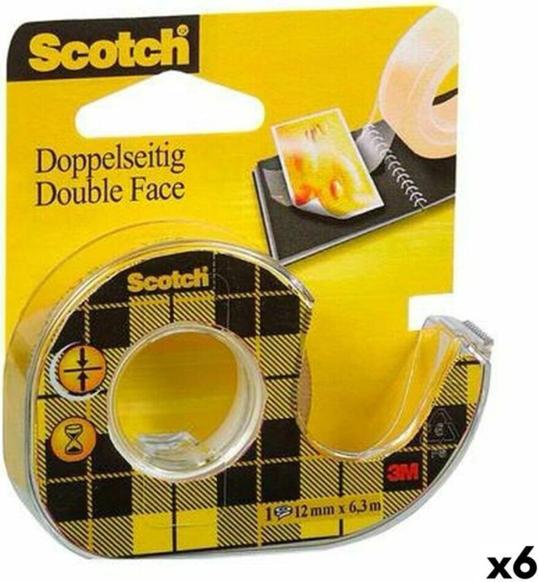 Dobbeltsidig tape Scotch 12 mm x 6 m (6 kvanta)