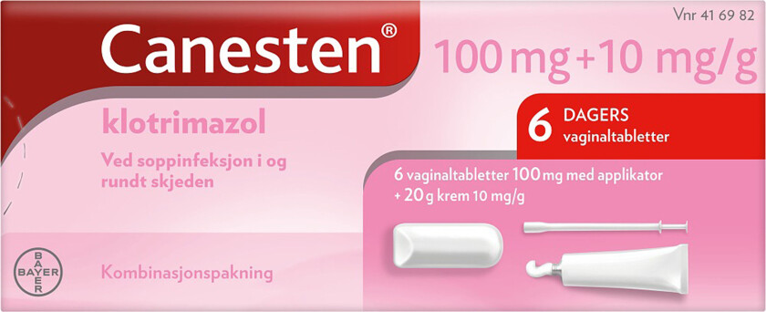 Bilde av 100 mg vaginaltabletter + 10 mg/g krem, 6 stk. + 20 g