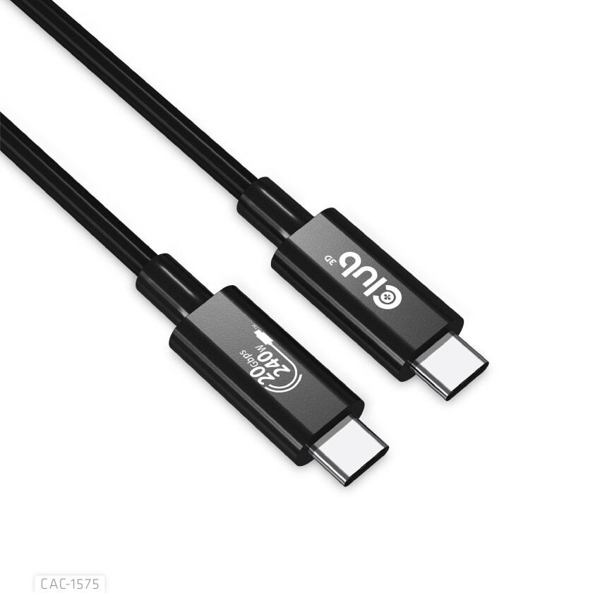 - USB-kabel - 24 pin USB-C (hann) til 24 pin USB-C (hann) - USB4 Gen2x2 - 48 V - 5 A - 2 m - toretnings, 4K 60Hz støtte, up to 240W power delivery support, extended power range (EPR)