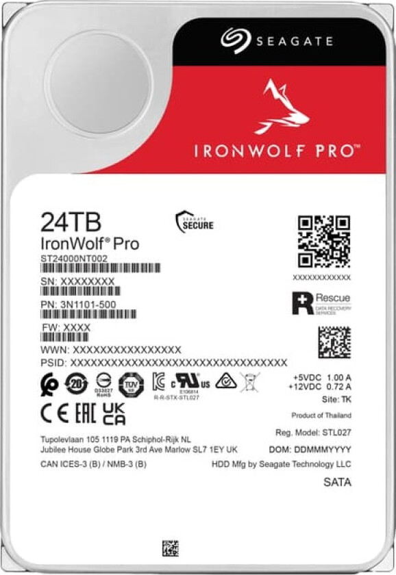 Ironwolf Pro 24tb 3.5" 7,200rpm Sata-600