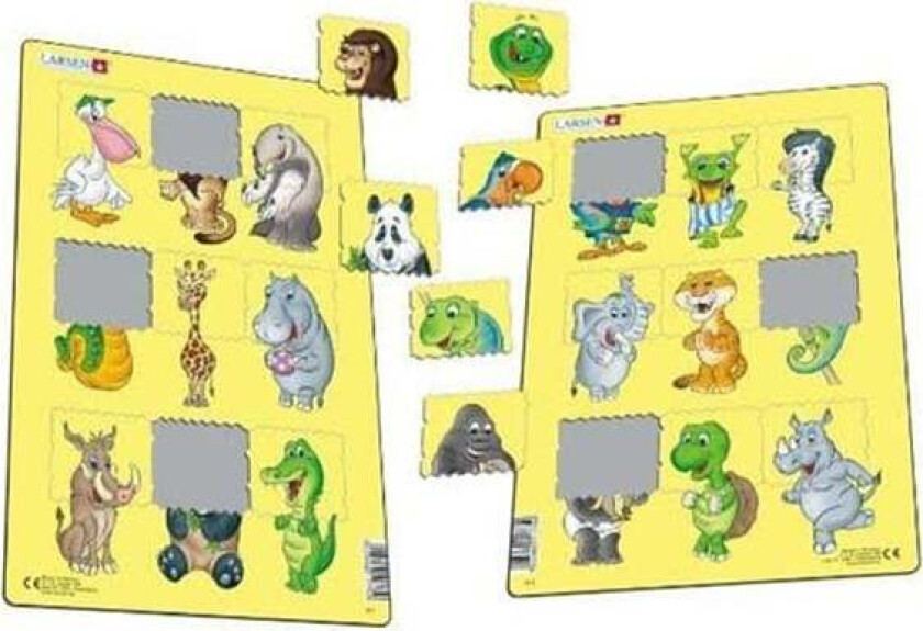 Animal Match-2 Puzzle (Assorted) - 9 pieces Midi (28.5 cm x 18.3 cm) 2D Puslespill