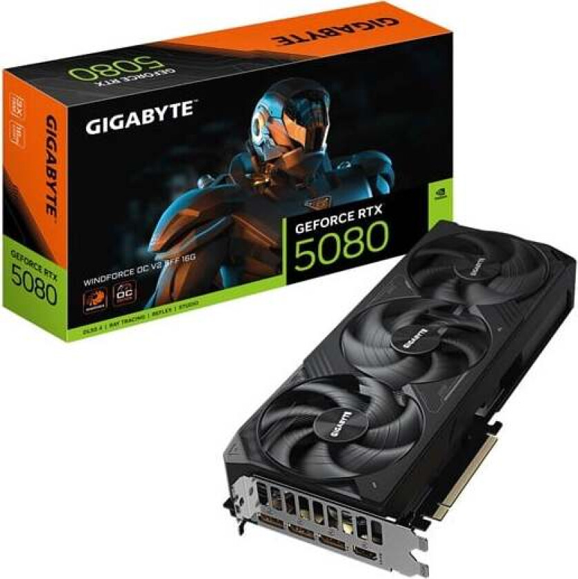 GeForce RTX 5080 WindForce 3 OC V2 - 16GB GDDR7 RAM - Grafikkort