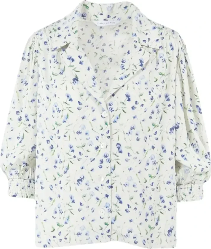 Caria Blouse - Blue Branch Print L
