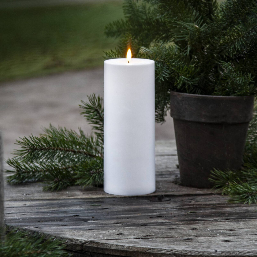 Flamme Rett LED-lys 27,5 cm - hvit