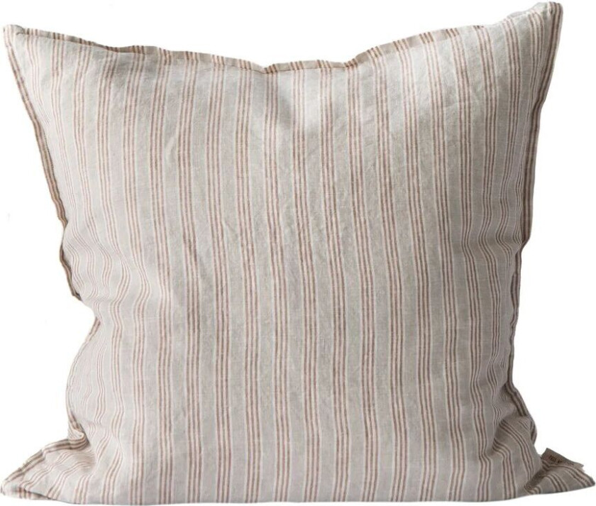 Washed linen putetrekk 50 x 50 cm Hazelnut stripe