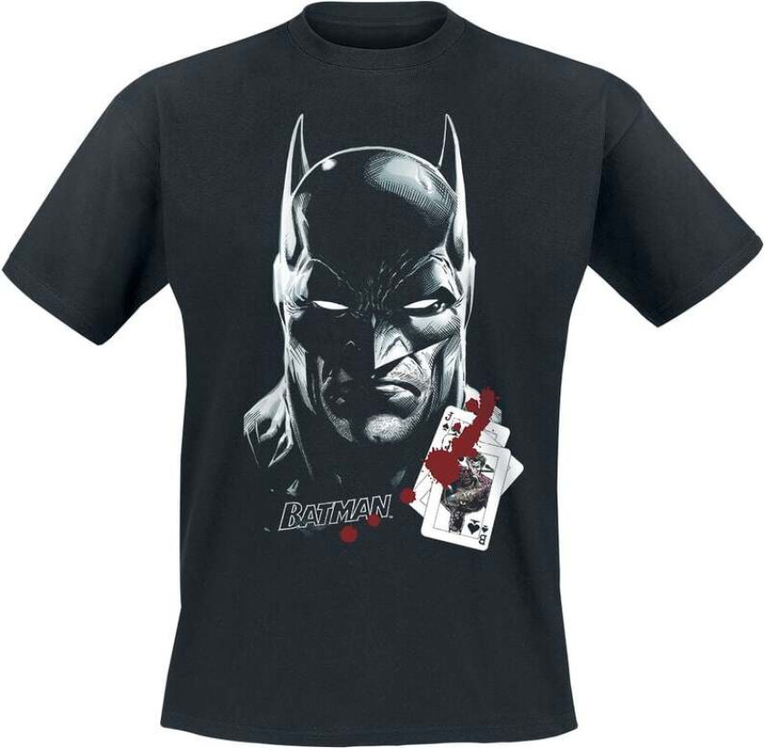 T-skjorte - Serious Face With Playing Cards - M til 3XL - Herrer - svart