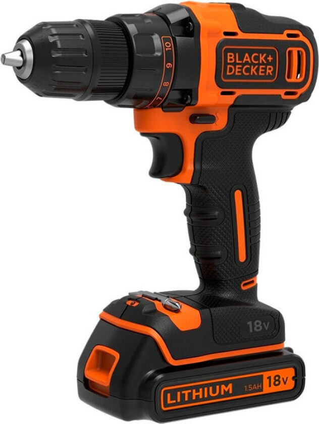 BDCDD186KB-QW - Drill/driver - trådløs - nøkkelfri borhylse 10 mm - 40 N·m - 2 batterier - 18 V