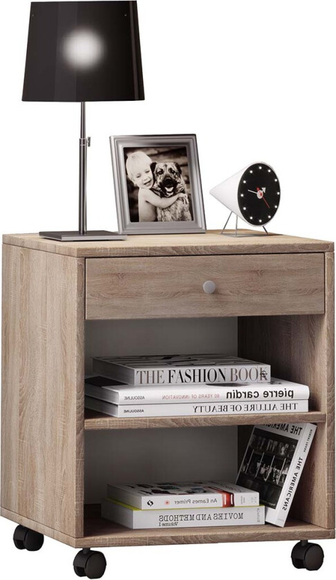 Rolda nattbord 1 skuff 2 hyller eik dekor.