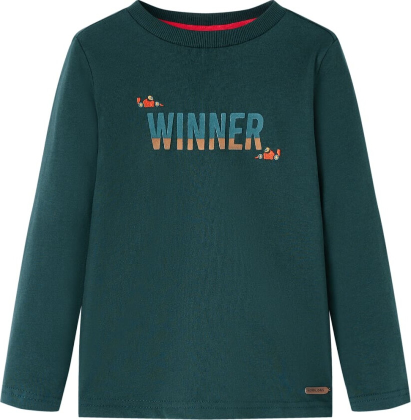 T-skjorte for barn med lange ermer mørkegrønn 116