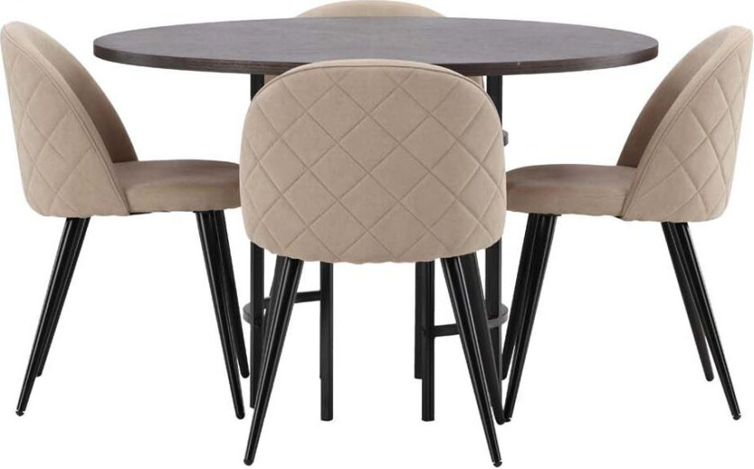 Copenhagen spisegrupper bord mocca og 4 Velvet stoler beige.