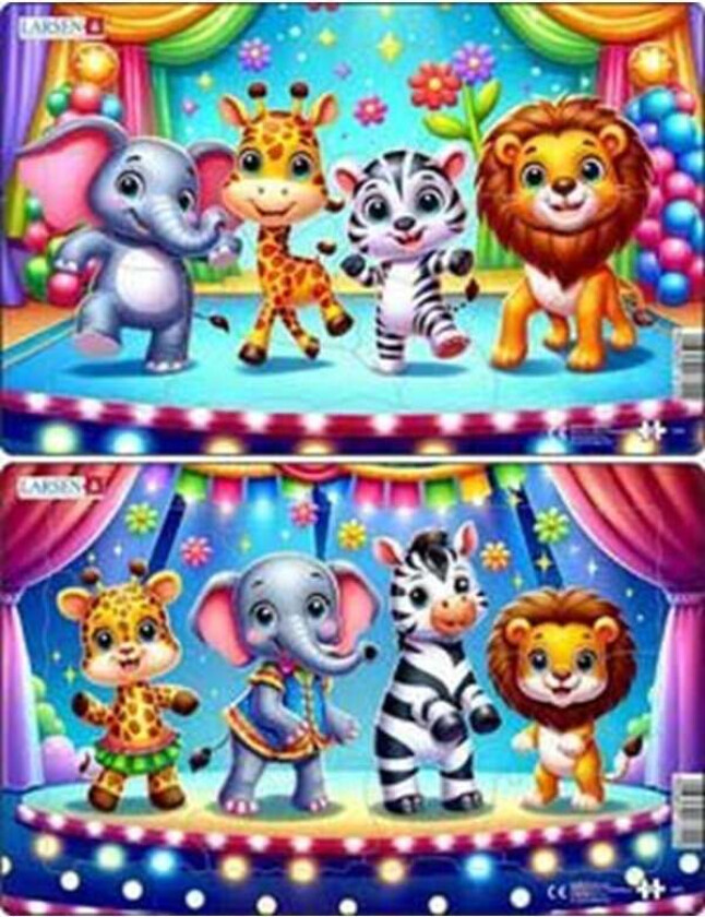 Jigsaw puzzle: Cute animals dancing on stage - 13 pieces Midi (28.5 cm x 18.3 cm) 2 assorted designs 2D Puslespill
