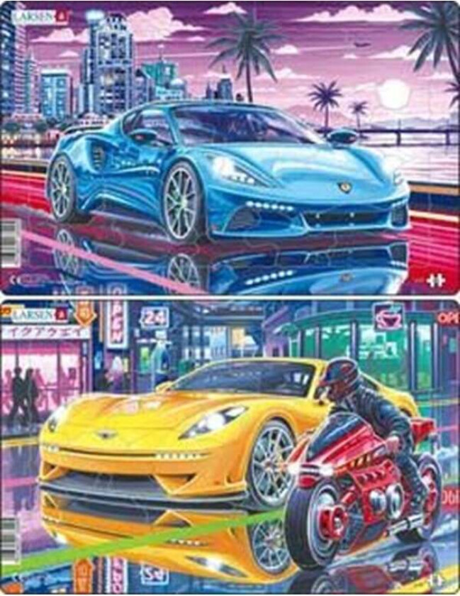 "Elegant Sports Cars in the City" Jigsaw Puzzle - 30 pieces Midi (28.5 x 18.3 cm) 2 assorted designs 2D Puslespill