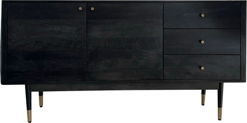 Beluna skjenk 160 cm - dypsvart med gullfargede detaljer