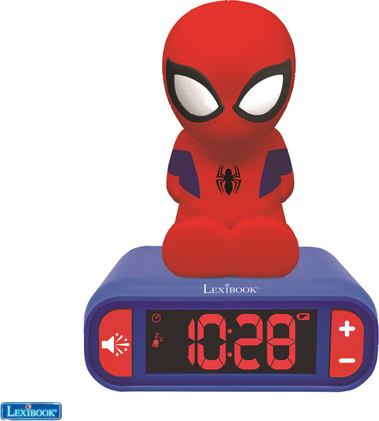 Spiderman 3d Nattlampe Klokke Med Lyd Og Lys 77314