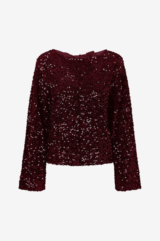Topp Pckammy Ls Deep Back Bow Top Jrs Bc - Rød
