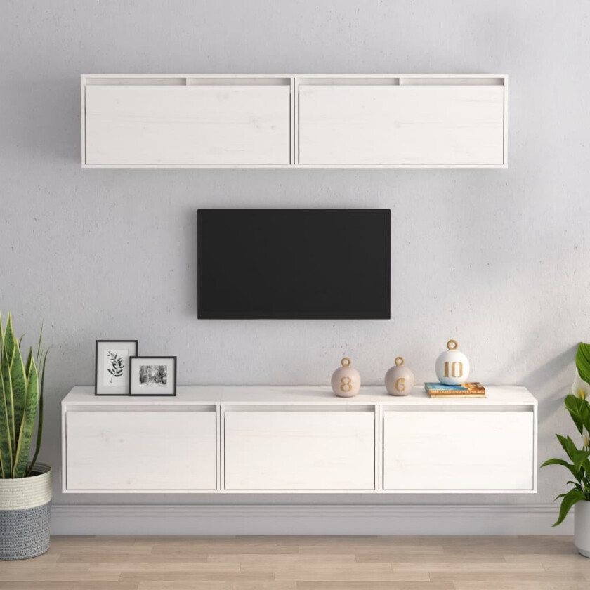 TV-benker 5 stk hvit heltre furu