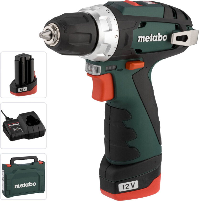 PowerMaxx BS Basic - Drill/driver - trådløs - 2 hastigheter - nøkkelfri borhylse 10 mm - 34 N·m - 2 batterier - 12 V