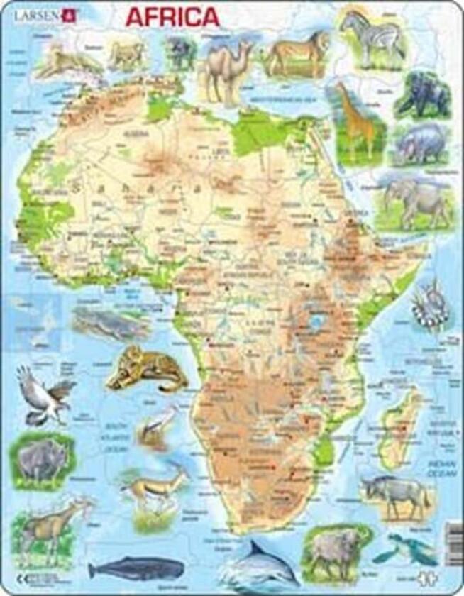 Africa Topographic Map Jigsaw Puzzle - 63 pieces Maxi (36.5 x 28.5 cm) 2D Puslespill