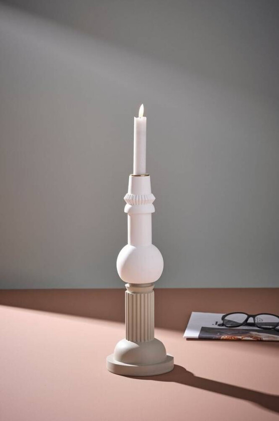 RAY lysestake 2-pk Hvit/beigegrå