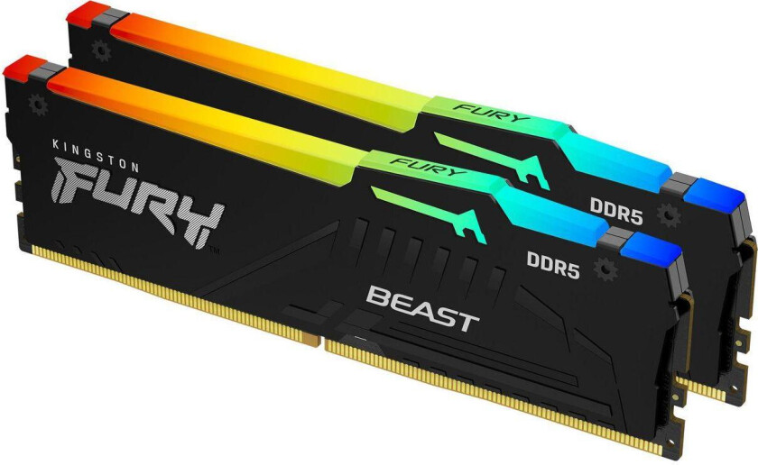 FURY Beast RGB DDR5-5600 - 16GB - CL36 - Dual Channel (2 pcs) - AMD EXPO & Intel XMP - Svart med RGB