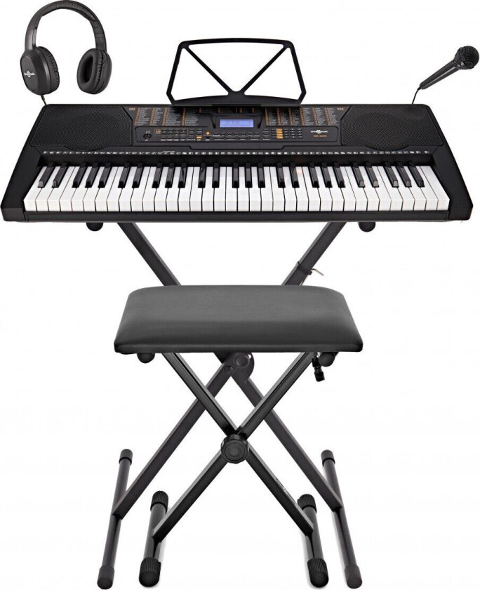 Gear4Music MK-3000 Keyboard med 61 Lysende Tangenter fra Gear4music - Komplett Pakke