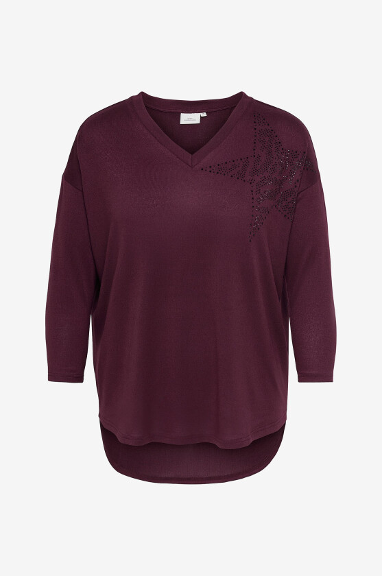 Topp Caralba L/S V-Neck Deco Top Jrs Bf - Rød