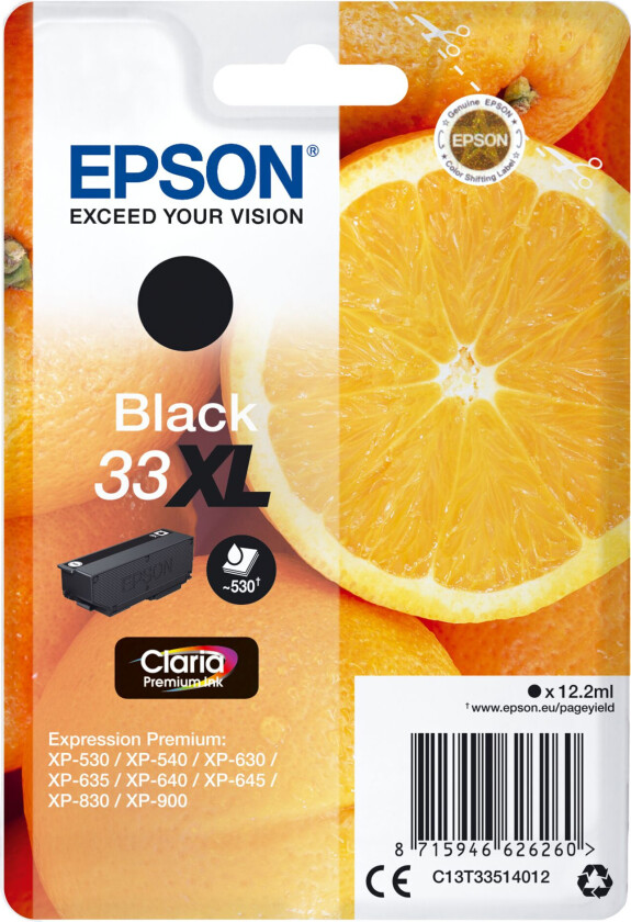 Blekk Svart Claria Premium 33xl - Xp-530