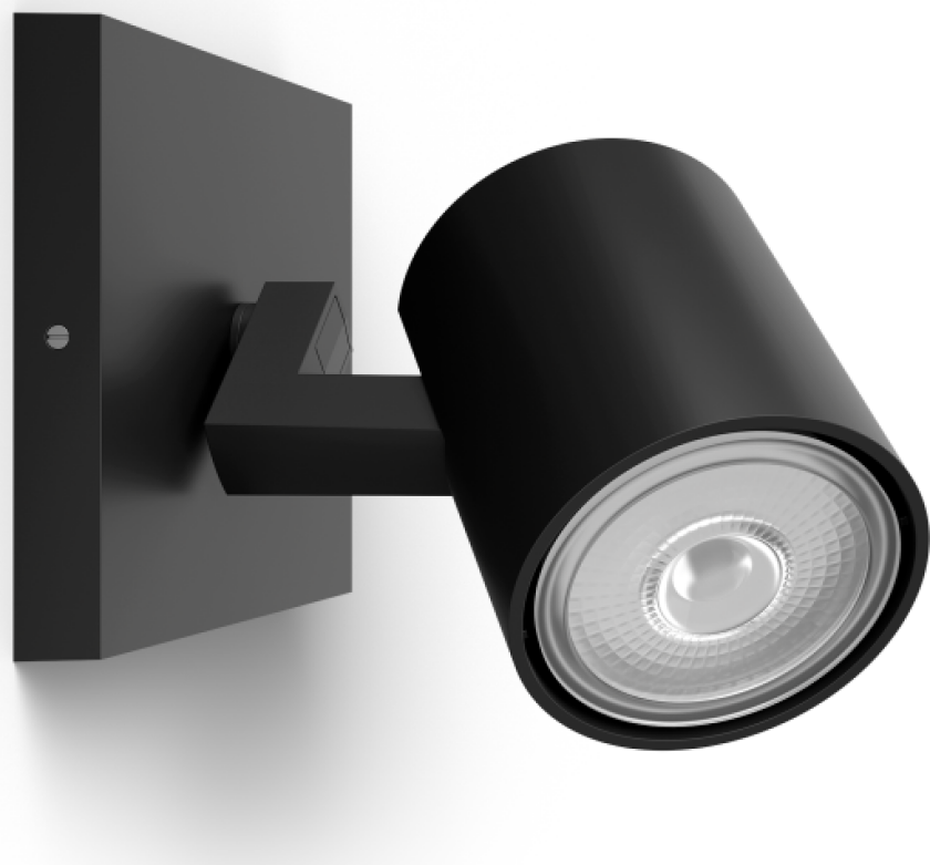 Påbygd spotlys, Overflateegnet, GU10, 1 ampuller, LED, 220-240 V, Sort